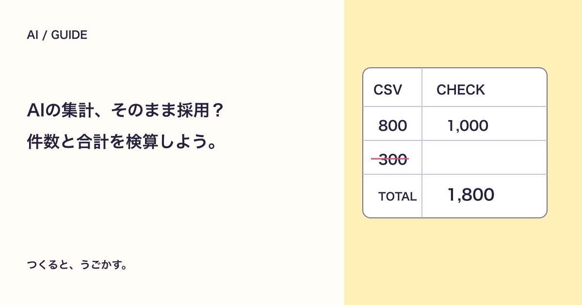 AIに頼んだCSV集計を検算する:対象行・除外条件・合計を揃える手順