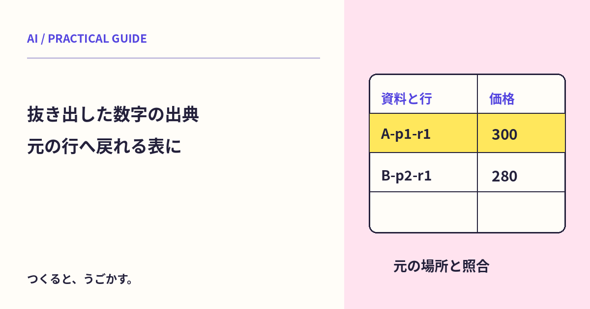 AIで表を抜き出したあと、元の行へ戻れる?資料ID・ページ・行を残す方法