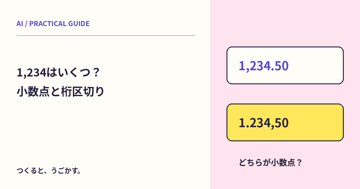 1,234は何の数?AIへ表を渡す前に小数点と桁区切りを決めよう