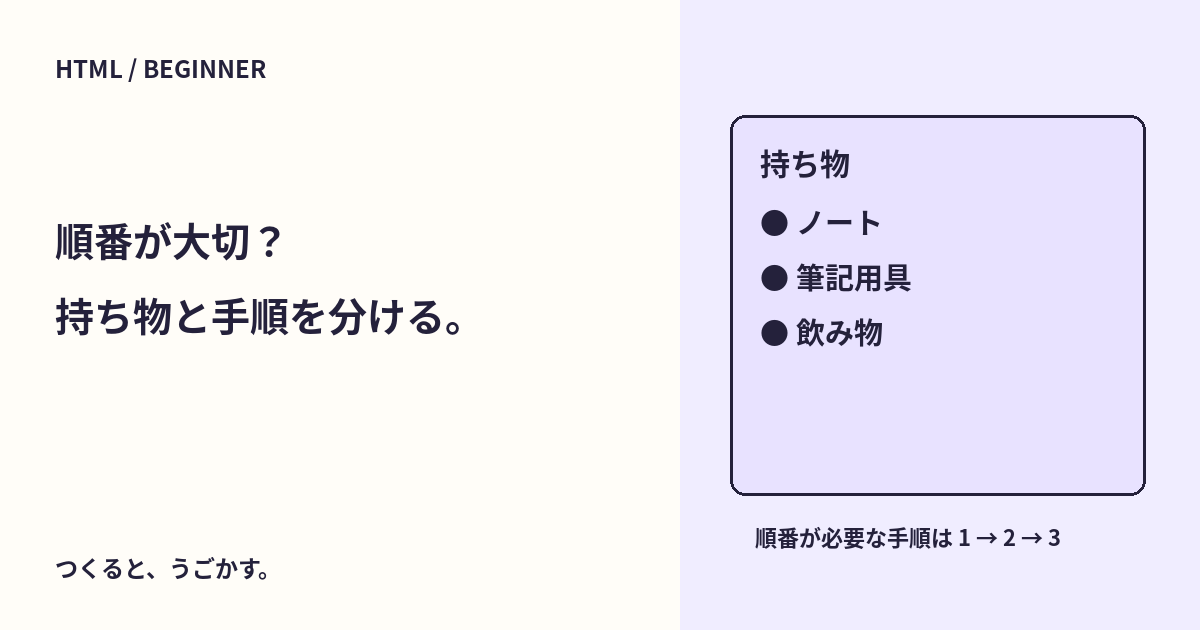 箇条書きと番号付きリストはどう違う？ul・ol・liを試そう