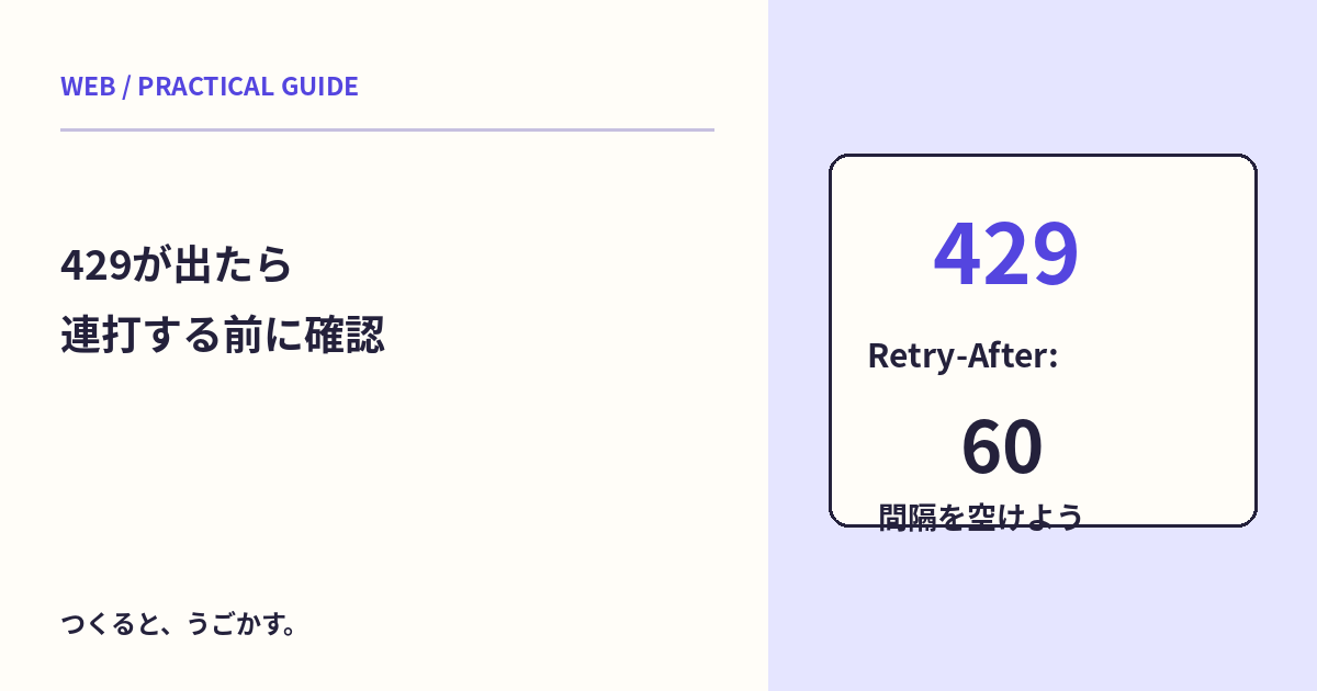 429が出たら連打しない:リクエスト制限とRetry-Afterの見方
