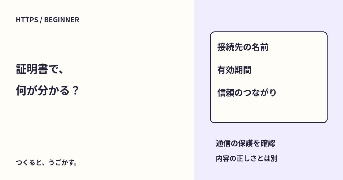 HTTPSの証明書で何が分かる？接続先の名前・有効期限・通信の保護を分けよう