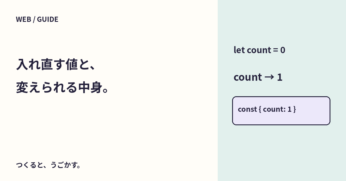 JavaScriptのletとconstは何が違う？再代入と中身の変更を分けてみよう