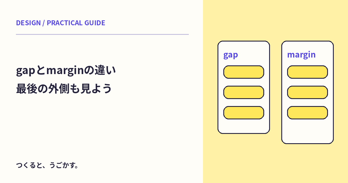 gapとmarginは同じ余白？項目の間隔と最後の外側を作例で比べよう