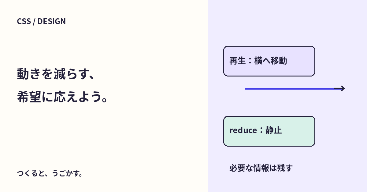 動きを減らす設定に応えるCSS:prefers-reduced-motionを小さく試そう