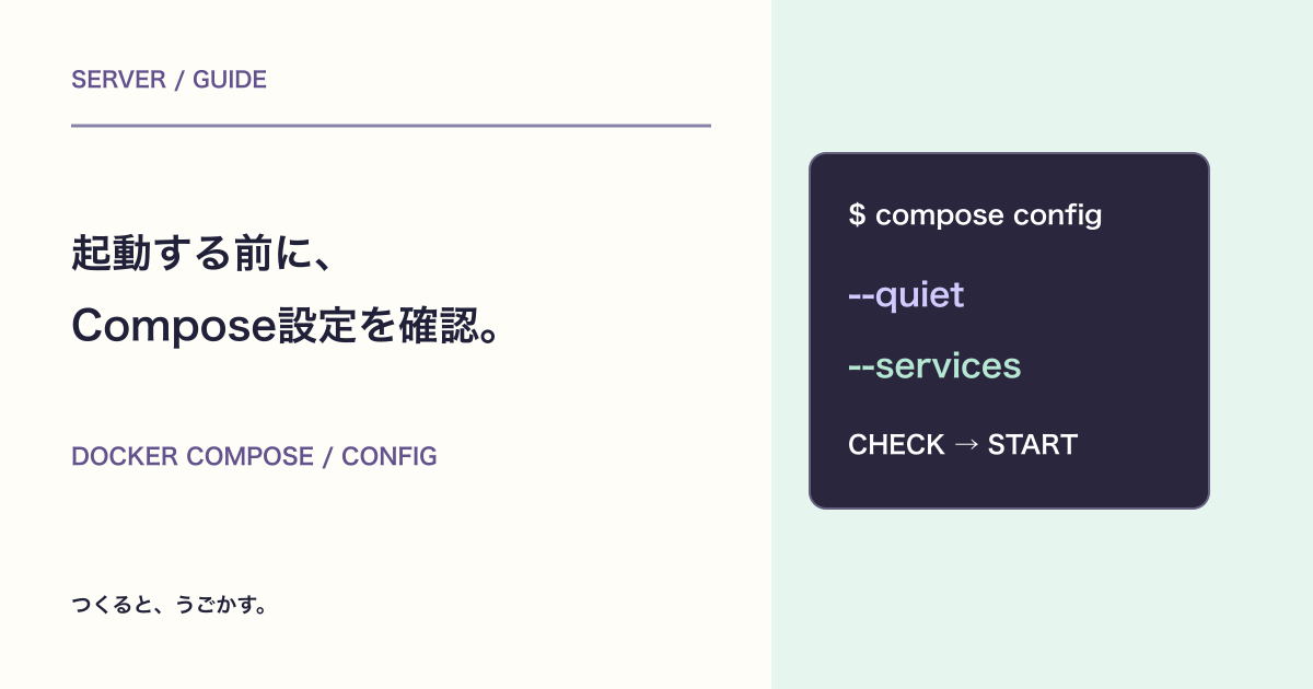 Docker Composeを起動する前に確認:configで設定ミスを見つける手順