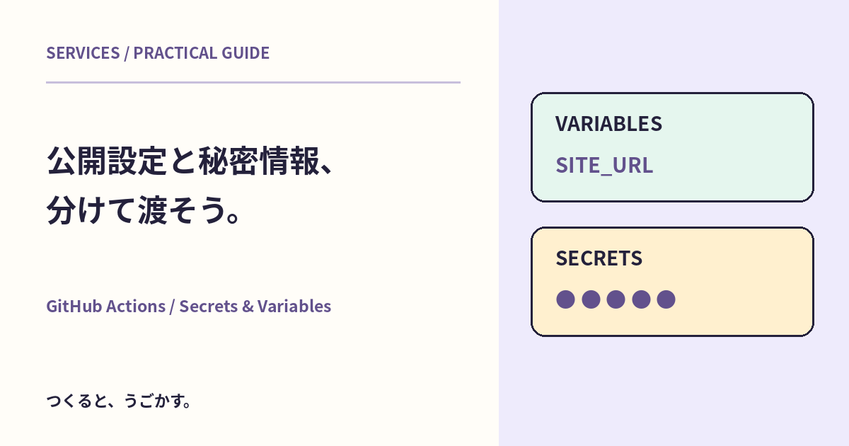 GitHub ActionsのSecretsとVariablesはどう分ける？デプロイ設定を安全に管理する