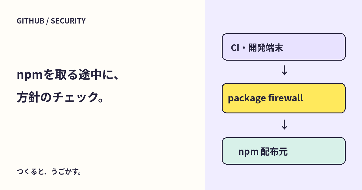 GitHubがpackage firewallを公開プレビューへ。npmの取得経路と利用条件を確認しよう