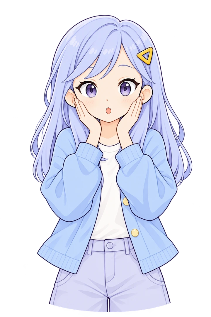 驚いて両手を頬に添えるこより