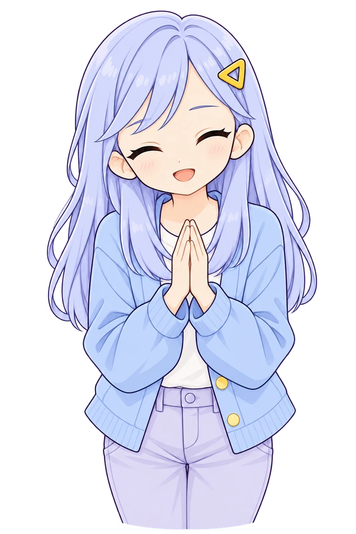 手を合わせてお礼をするこより